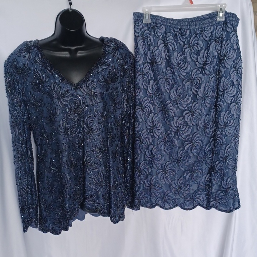 Brilliant By J.A Rare 80's/90's Shoulder Padded Sequined Beaded 2 Pc Size L